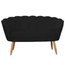 Namoradeira Decorativa Pétala Suede Preto Pés Madeira Mz Decor