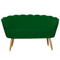 Namoradeira Decorativa Pétala Suede Verde Pés Madeira Mz Decor