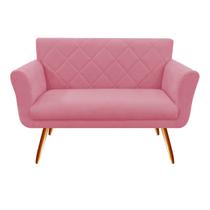 Namoradeira Decorativa Sabrina Suede Rosa Pés Madeira Mz Decor