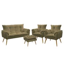 Namoradeira e 2 Poltronas Beta com Puff Lunar Veludo Aradecor