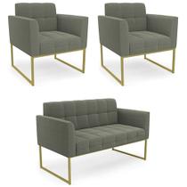 Namoradeira e 2 Poltronas Industrial Dourado Ana Bouclé Menta - Ibiza Namoradeira e 2 Poltronas Industrial Dourado Ana Bouclé Menta - Ibiza