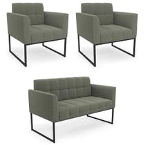 Namoradeira e 2 Poltronas Industrial Preto Ana Bouclé Menta - Ibiza Namoradeira e 2 Poltronas Industrial Preto Ana Bouclé Menta - Ibiza