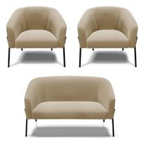 Namoradeira e 2 Poltronas Pé de Ferro Preto Stella Suede Marrom Rato D03 - D'Rossi Namoradeira e 2 Poltronas Pé de Ferro Preto Stella Suede Marrom Rato D03 - D'Rossi
