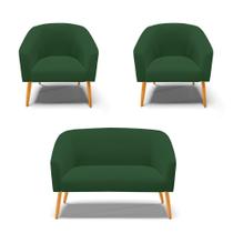 Namoradeira e 2 Poltronas Pé Palito Castanho Stella Veludo D03 - D'Rossi Namoradeira e 2 Poltronas Pé Palito Castanho Stella Veludo D03 - D'Rossi