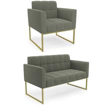 Namoradeira e Poltrona Industrial Dourado Ana Bouclé Menta - Ibiza Namoradeira e Poltrona Industrial Dourado Ana Bouclé Menta - Ibiza