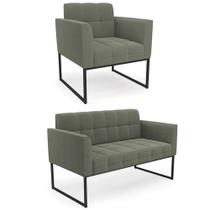 Namoradeira e Poltrona Industrial Preto Ana Bouclé Menta - Ibiza Namoradeira e Poltrona Industrial Preto Ana Bouclé Menta - Ibiza