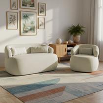Namoradeira e Poltronas Orgânica Chloe Boucle Bege com Almofada Plumante ARKELL Namoradeira e Poltronas Orgânica Chloe Boucle Bege com Almofada Plumante ARKELL