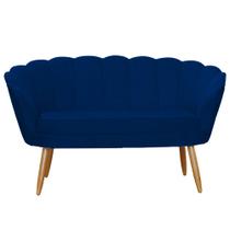 Namoradeira Estofada 2 Lugares Para Sala Comercial Pétala Suede Azul Marinho - DL Decor