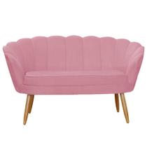 Namoradeira Estofada 2 Lugares Para Sala Comercial Pétala Suede Rosa Barbie - DL Decor