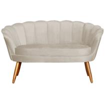 Namoradeira Estofada 2 Lugares Para Sala Comercial Pétala Veludo Bege - DL Decor