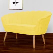 Namoradeira Estofada Decorativa Para Recepção Pétala Suede Amarelo - LM DECOR