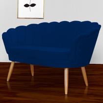 Namoradeira Estofada Pés Palito Para Sala de Estar Pétala Suede Azul Marinho - DL Decor