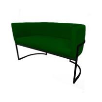 Namoradeira Luana Base Metálica Preta Suede Verde - Belliv Decor