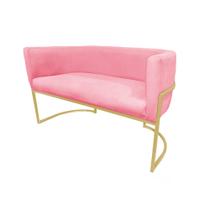 Namoradeira Luana Suede Rosa Base Metálica Dourada - Belliv Decor