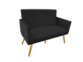 Namoradeira Nina Decorativa Suede Preto 2 Lugares Pés Madeira Mz Decor