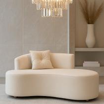 Namoradeira Orgânica Feijão Bouclé Off-White Sofá Curvo 2 Lugares