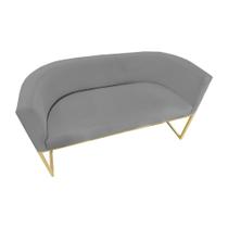 Namoradeira Poltrona Decorativa Luana Suede Cinza com Base Dourada - Fm Namoradeira Poltrona Decorativa Luana Suede Cinza com Base Dourada - Fm