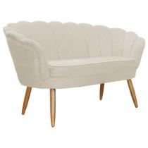 Namoradeira Poltrona Decorativa Pétala Pé Palito Suede Bege - Fm