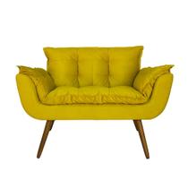 Namoradeira Poltrona Sofá 2 Lugares Sala de Estar Opala Suede Amarelo - DL Decor