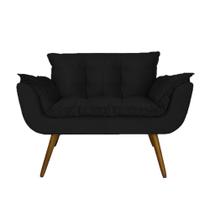 Namoradeira Poltrona Sofá 2 Lugares Sala de Estar Opala Suede Preto - DL Decor