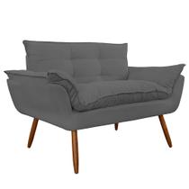 Namoradeira Poltrona Sofá decorativa 02 Lugares Opalla Pés Palito Cinza - DS Estofados