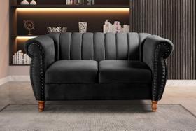 Namoradeira Realeza Sofá Chesterfield Decoração Sala Recepção Estilo Retrô Preto Namoradeira Realeza Sofá Chesterfield Decoração Sala Recepção Estilo Retrô Preto