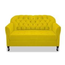 Namoradeira Recamier Sofá Julia com Botonê para Sala de Estar Recepção Escritório Quarto Amarelo Suede - AM Decor