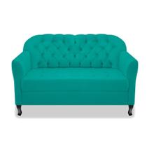 Namoradeira Recamier Sofá Julia com Botonê para Sala de Estar Recepção Escritório Quarto Azul Turquesa Suede - AM Decor