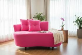 Namoradeira Sofá Feijão Suria 150cm Orgânica Couro Rosa Pink Namoradeira Sofá Feijão Suria 150cm Orgânica Couro Rosa Pink
