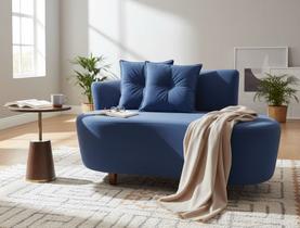 Namoradeira Sofá Feijão Suria 150cm Orgânica Suede Azul Marinho Namoradeira Sofá Feijão Suria 150cm Orgânica Suede Azul Marinho