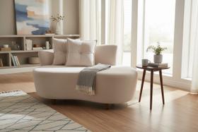 Namoradeira Sofá Feijão Suria 150cm Orgânica Suede Bege Namoradeira Sofá Feijão Suria 150cm Orgânica Suede Bege