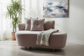 Namoradeira Sofá Feijão Suria 150cm Orgânica Suede Capuccino Namoradeira Sofá Feijão Suria 150cm Orgânica Suede Capuccino
