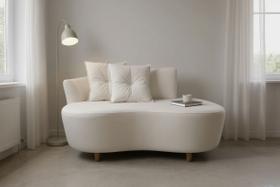 Namoradeira Sofá Feijão Suria 150cm Orgânica Suede Marfim Namoradeira Sofá Feijão Suria 150cm Orgânica Suede Marfim