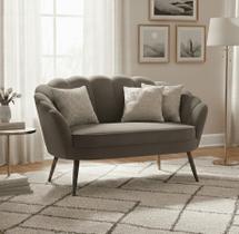 Namoradeira Sofá Poltrona 2 Lugares Pétala Veludo Premium Pés Palito Sala Quarto Recepção