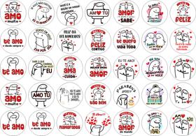 NAMORADOS - Papel Arroz com 35 Circulos de 3,8cm - RECORTADAS