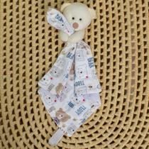 Naninha Bebê Menino Premium com Prendedor Chupeta Dupla Face Malha 100% Algodão e Plush