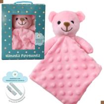 Naninha Bebê Ursinho Pipoquinha com Prendedor de Chupeta - Pelucia Urso Hipoalergenica