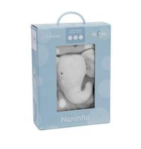 Naninha Com Bichinho de Pelúcia - Elefantinho Bebê Bebe - Cinza - Loani -A2