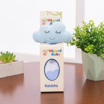 Naninha com Bichinho de Pelúcia Nuvem Azul Bebê Porta Chupeta