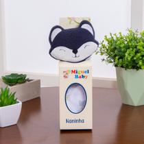 Naninha com Bichinho de Pelúcia Raposa Azul Marinho Bebê Porta Chupeta
