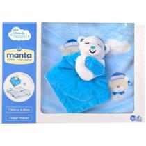 Naninha + Manta bebê Ursinho Enxoval Unik Baby Pelúcia Macia