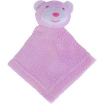 Naninha para Meninas Coral Fleece 100% Poliéster 27x27cm Urso Rosa