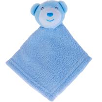 Naninha para Meninos Coral Fleece 100% Poliéster 27x27cm Urso Azul