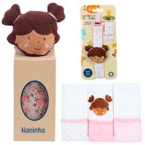 Naninha + Prendedor de chupeta + Fralda de Boca Menininha