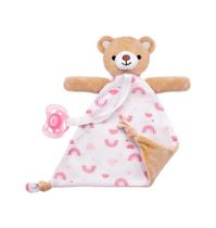 Naninha Soft Urso Rosa com Prendedor de Chupeta - Buba