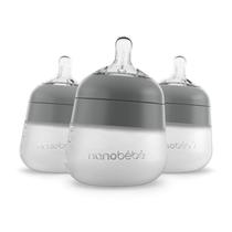 Nanobébé Flexy Silicone Baby Mamadeira, Anti-Cólica, Sensação Natural, Mamilo Não-Colapsado, Base Estável Não-Ponta, Fácil de Limpar 3-Pack, Cinza, 5 oz