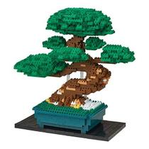 nanoblock - Bonsai Matsu Deluxe Edition World Famous, Advanced Hobby Series Building Kit, Verde (NB039)