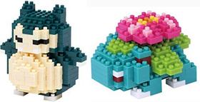 Nanoblock - Pacote de 2 Conjuntos - Snorlax (Kabigon) e Venusaur (Fushigibana) - Personagens Pokémon Ajustáveis (Importação do Japão)