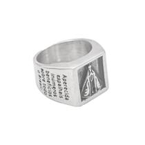 Não Escurece Anel Grosso Com oração Nossa Senhora Aparecida Aço Inox Prata Prateada Antialérgico