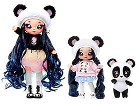 Não, não! Não, não! Não, não! Surprise Family Soft Doll Set com 2 Bonecas de Moda e 1 Pet Família Panda, Apresenta 12 Acessórios, Bonecas de Cabelo Comprido em Modas Removíveis e Acessórios com Adorável Pelúcia Pet Panda